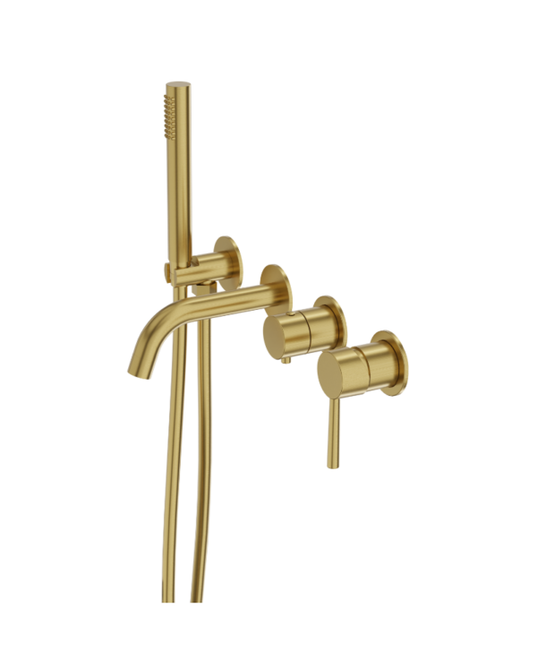 Inbyggd Fyrhåls Badkarsblandare Orion Brushed Gold