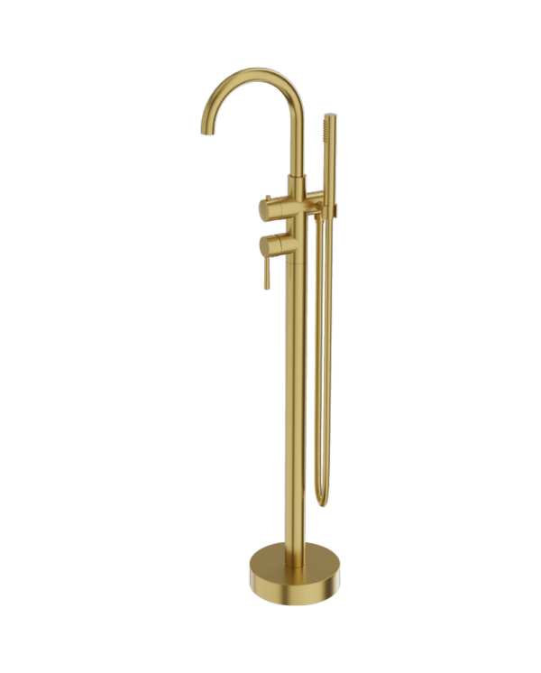 Fristående Rund Badkar Blandare Orion Brushed Gold