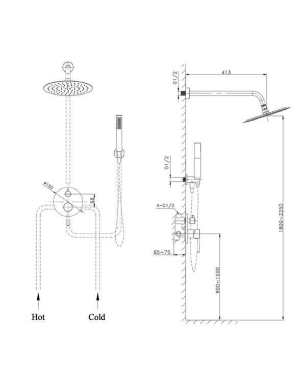 Duschset med regndusch Orion Chrome - Bild 2