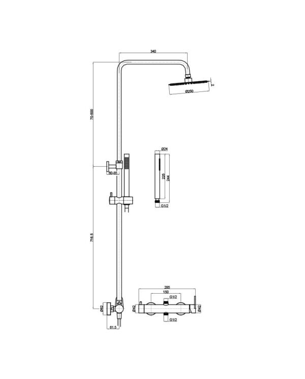 Duschset med Regndusch Cetus Chrome - Bild 2