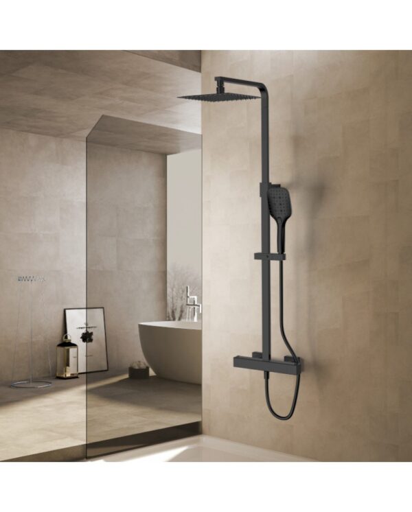 Termostat Duschset med Regndusch Cetus Matt Black - Bild 3