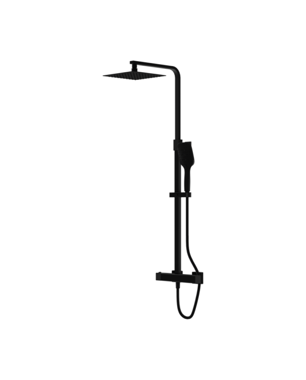 Termostat Duschset med Regndusch Cetus Matt Black