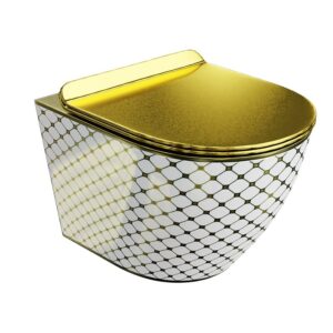 Toalettstol Vägghängd Sofi Slim Checked Gold