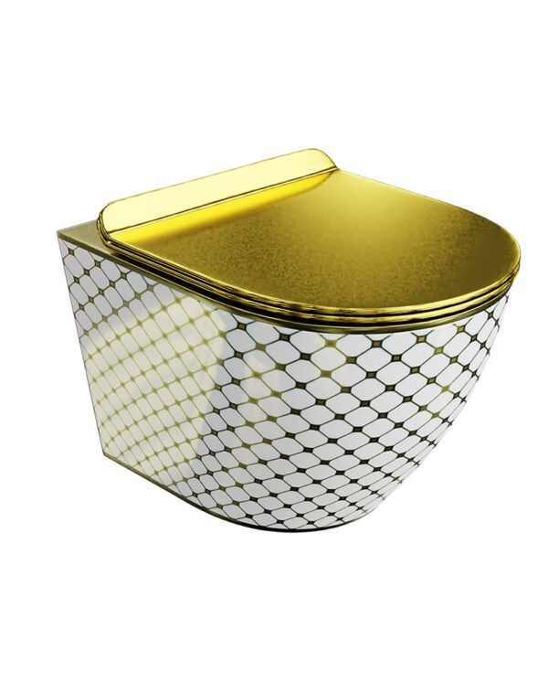 Toalettstol Vägghängd Sofi Slim Checked Gold